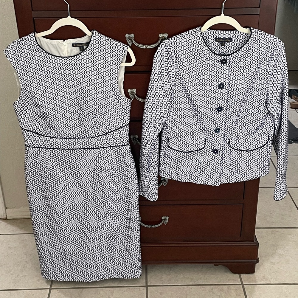 Brooks Brothers Floral Jacquard Sheath Dress and Jacket Set Like New
